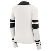 Women's WEAR by Erin Andrews White New Orleans Saints Ribbed Henley Polo Sweater