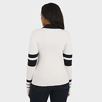 Women's WEAR by Erin Andrews White New Orleans Saints Ribbed Henley Polo Sweater