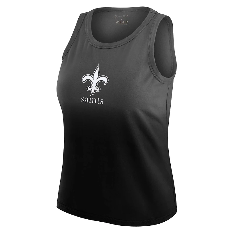 Women's WEAR by Erin Andrews x Gracie Hunt Black New Orleans Saints Ombre Tank Top