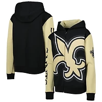 Sweat à capuche zippé noir et or pour jeunes, motif affiche des Saints de la Nouvelle-Orléans