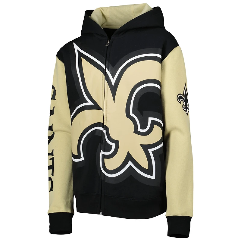 Youth Black/Gold New Orleans Saints Poster Board Full-Zip Hoodie