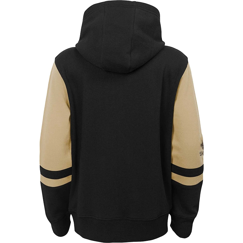 Youth Black New Orleans Saints Colorblock Full-Zip Hoodie