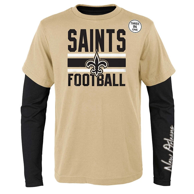 Ensemble combiné de t-shirts préférés des fans Saints la Nouvelle-Orléans dorés/noirs pour jeune