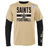 Ensemble combiné de t-shirts préférés des fans Saints la Nouvelle-Orléans dorés/noirs pour jeune