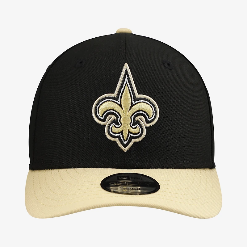 Youth New Era Black/Gold New Orleans Saints 2026 NFL Draft Pre-Curved 9FIFTY Snapback Hat