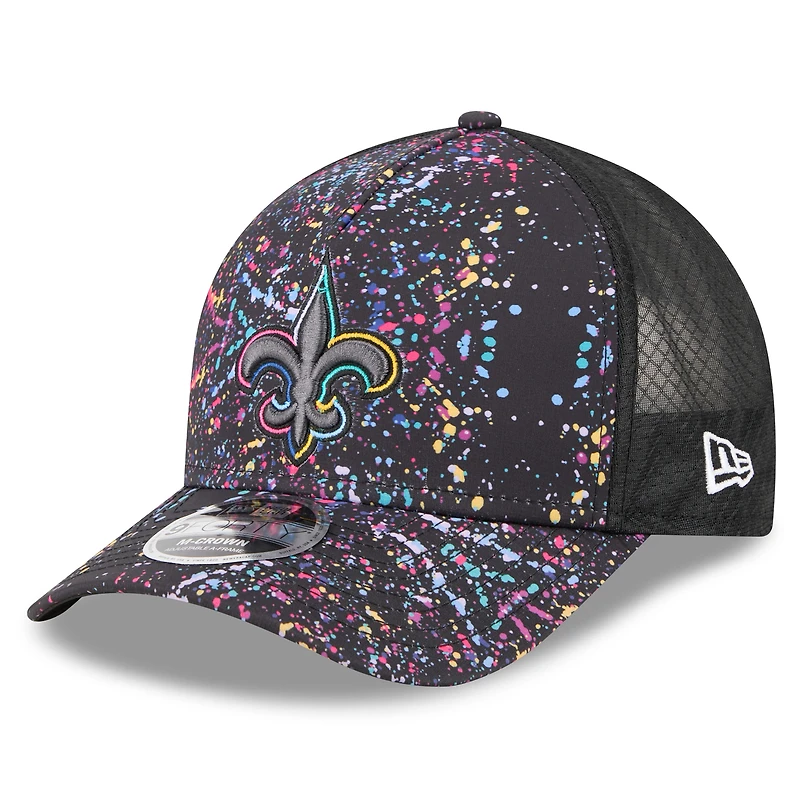Casquette ajustable 9FORTY NFL Crucial Catch 2025 New Era noire des Saints de la Nouvelle-Orléans pour jeunes
