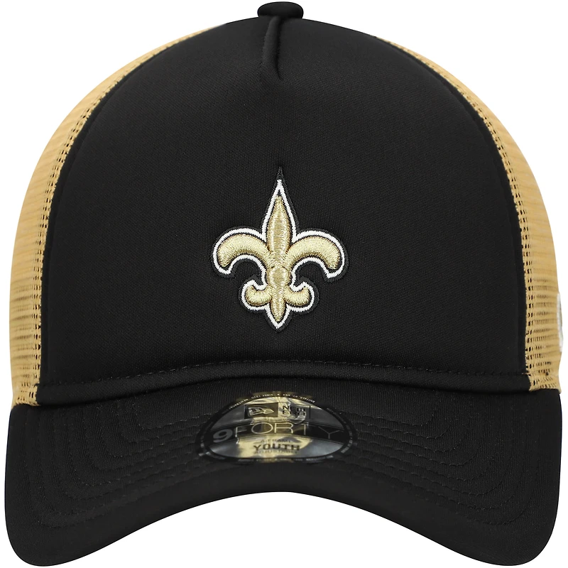 Casquette réglable noire New Era Saints A-Frame 9FORTY Trucker pour jeune