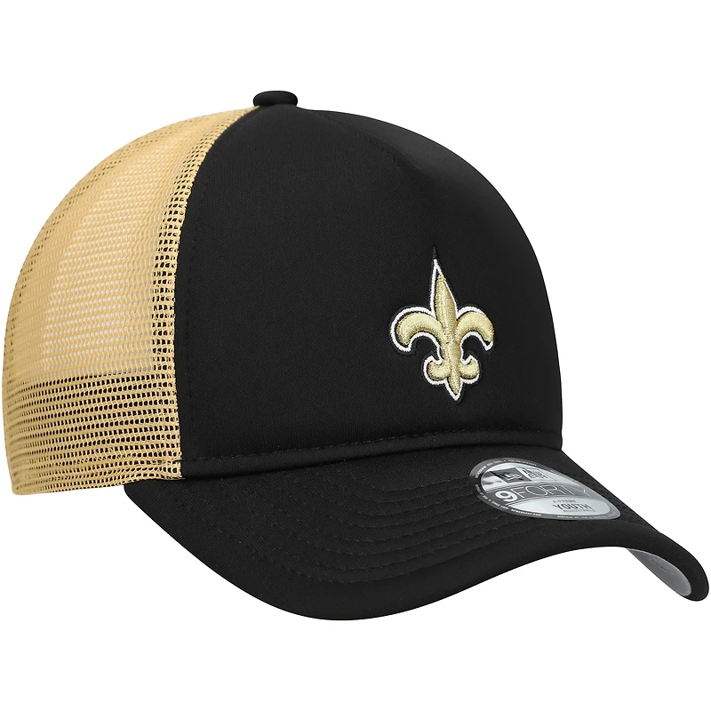 Casquette réglable noire New Era Saints A-Frame 9FORTY Trucker pour jeune