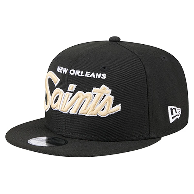 Youth New Era Black New Orleans Saints Main Script 9FIFTY Snapback Hat
