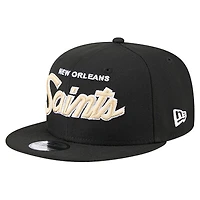 Youth New Era Black New Orleans Saints Main Script 9FIFTY Snapback Hat