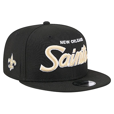 Youth New Era Black New Orleans Saints Main Script 9FIFTY Snapback Hat