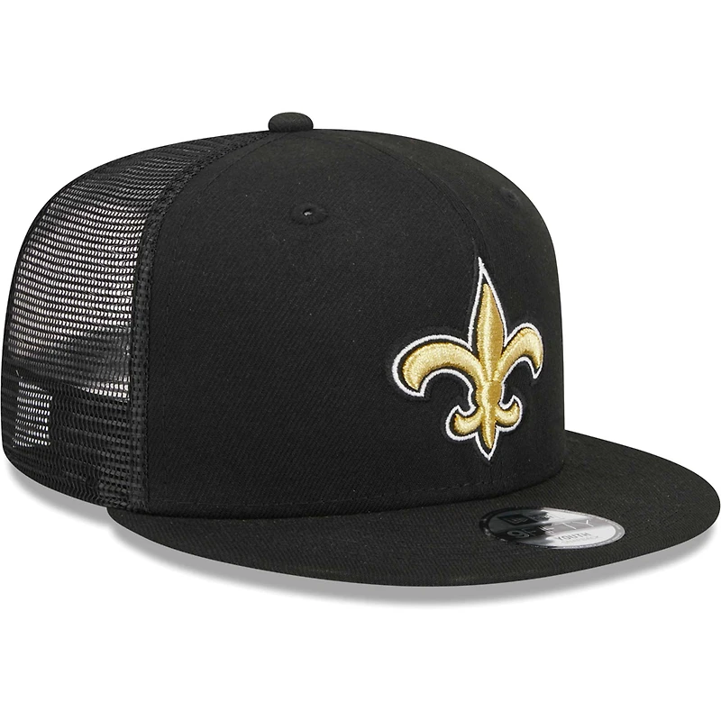 Youth New Era Black New Orleans Saints  Main Trucker 9FIFTY Snapback Hat