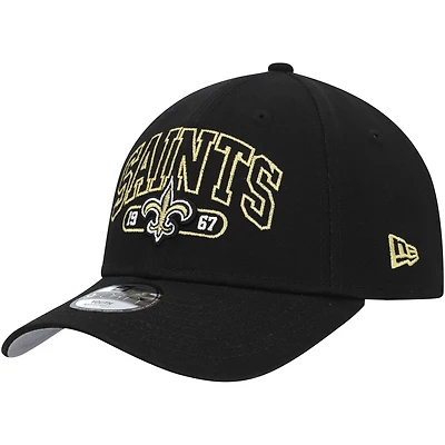 Casquette réglable noire New Era Saints Outline 9FORTY pour jeune