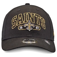 Youth New Era Black New Orleans Saints Outline 9FORTY Adjustable Hat