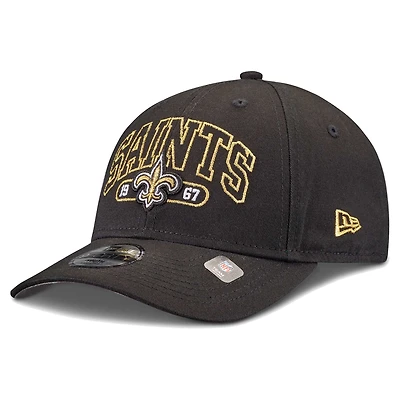 Youth New Era Black New Orleans Saints Outline 9FORTY Adjustable Hat
