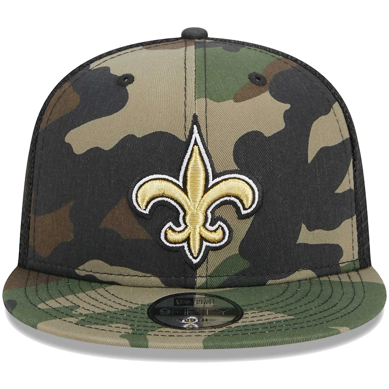 Youth New Era Camo New Orleans Saints Main Trucker 9FIFTY Snapback Hat