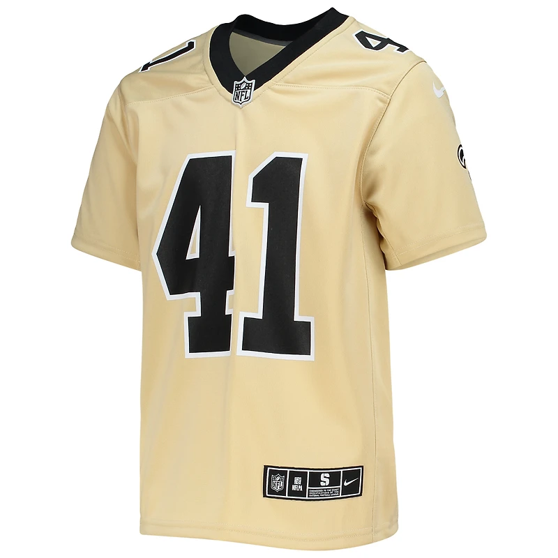 Maillot de jeu d'équipe inversé Nike Alvin Kamara doré pour jeunes des Saints la Nouvelle-Orléans