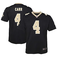 Maillot de jeu des New Orleans Saints Nike Derek Carr noir pour jeune