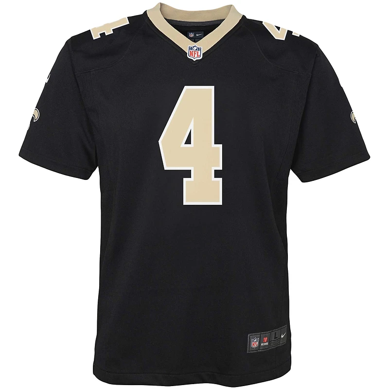 Maillot de jeu des New Orleans Saints Nike Derek Carr noir pour jeune
