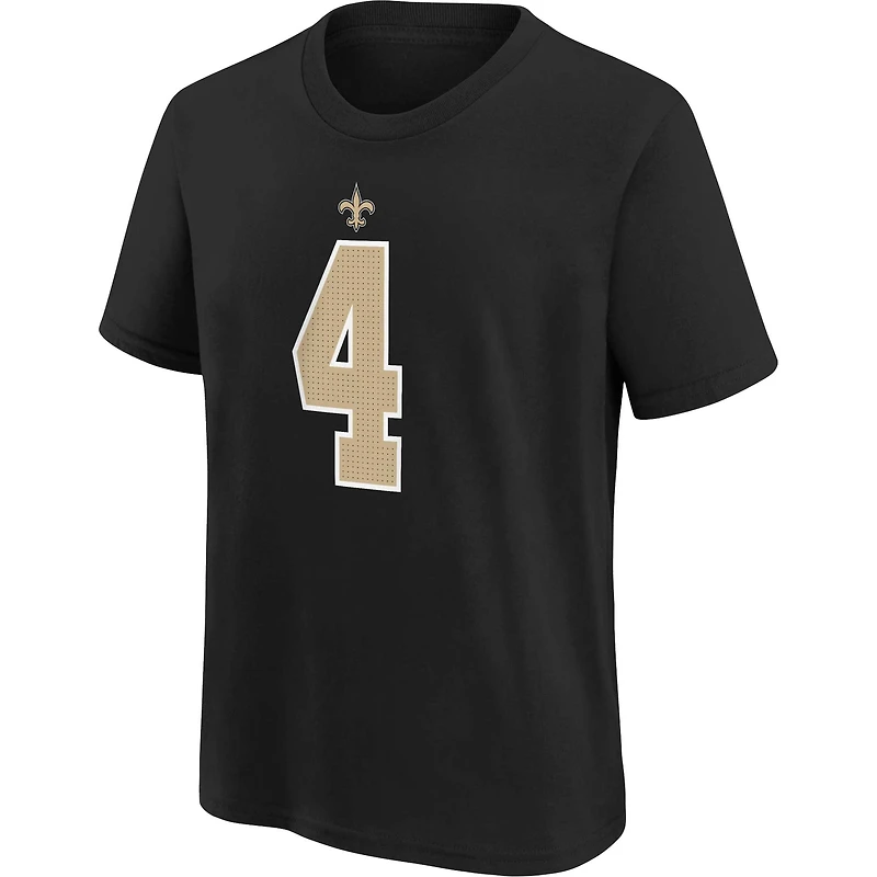 T-shirt Nike Derek Carr noir pour jeune joueur des Saints de la Nouvelle-Orléans avec nom et numéro