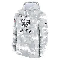 Youth Nike White/Gray New Orleans Saints 2024 Salute To Service Pullover Hoodie