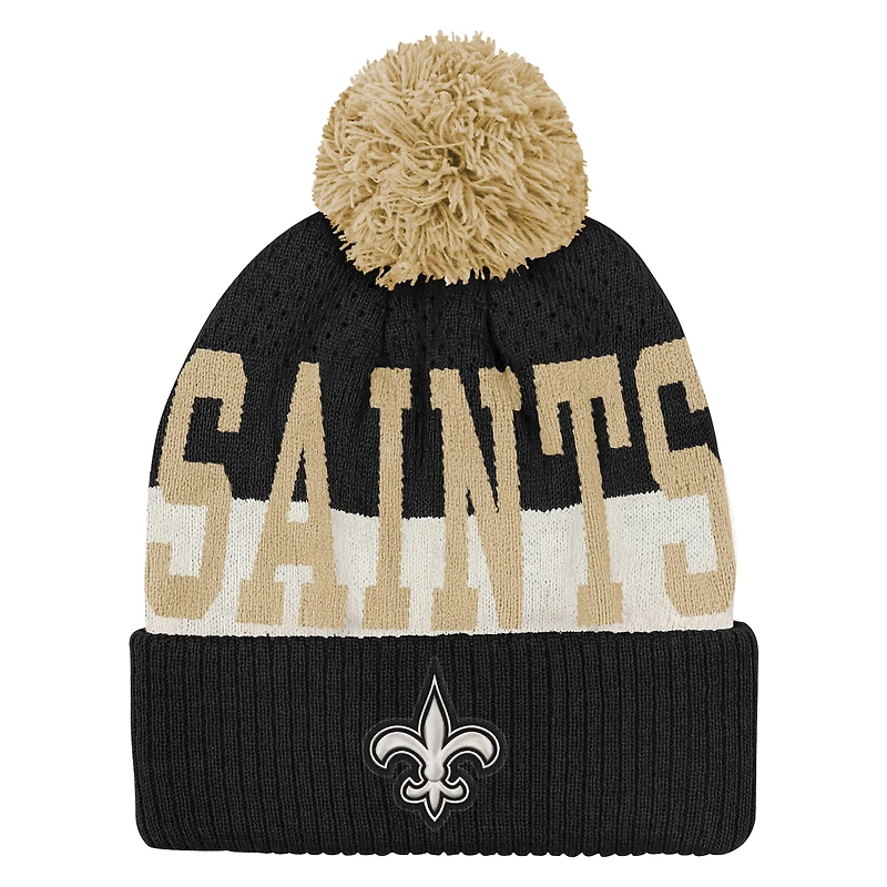 Youth Outerstuff  Black New Orleans Saints Modern Fan Cuffed Knit Hat with Pom