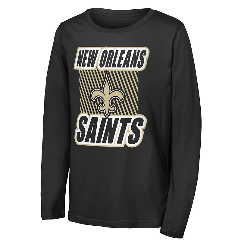 T-shirt à manches longues noir Youth Outerstuff New Orleans Saints Never Settle