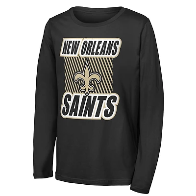 T-shirt à manches longues noir Youth Outerstuff New Orleans Saints Never Settle