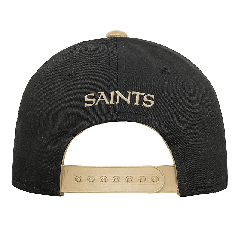 Youth Outerstuff Black New Orleans Saints Team Pre-Curved Adjustable Hat