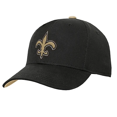 Youth Outerstuff Black New Orleans Saints Team Pre-Curved Adjustable Hat