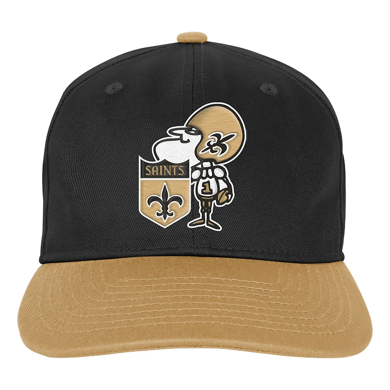 Youth Outerstuff Black New Orleans Saints True Retro Adjustable Hat