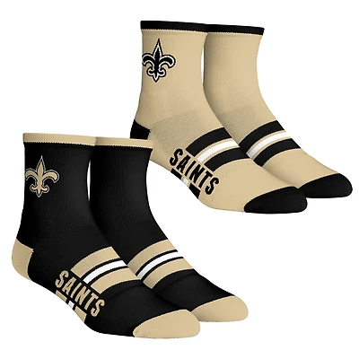 Lot de 2 paires de chaussettes à rayures multiples pour jeunes Rock Em Socks New Orleans Saints