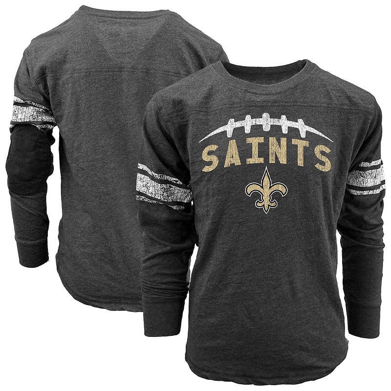 Youth Wes & Willy Black New Orleans Saints Football Long Sleeve T-Shirt