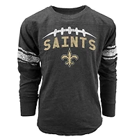T-shirt de football à manches longues noir pour jeunes, Wes & Willy, des Saints la Nouvelle-Orléans
