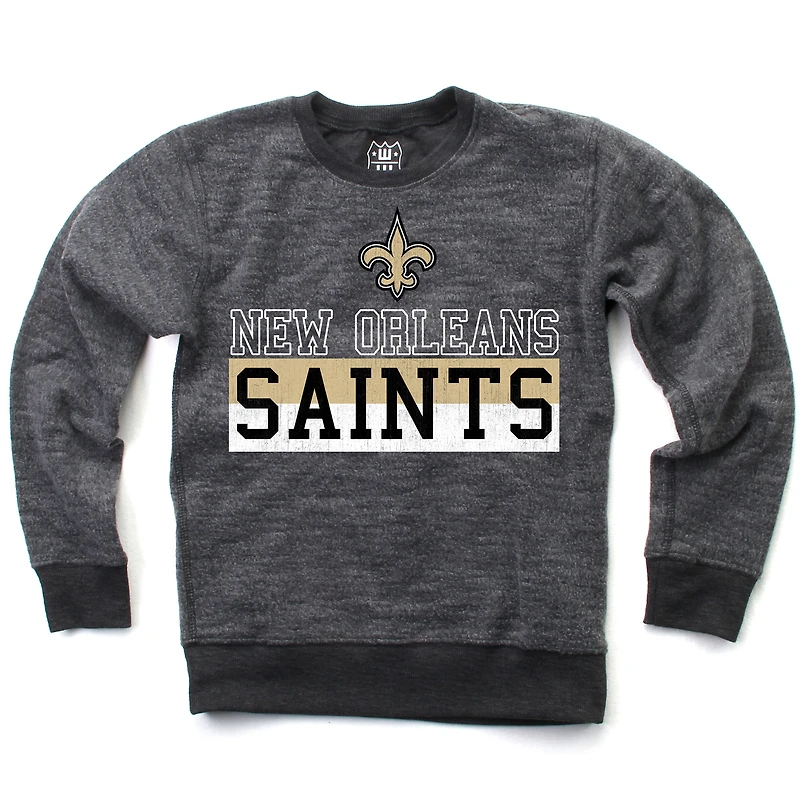 Youth Wes & Willy  Black New Orleans Saints Reversible Fleece Pullover Sweatshirt