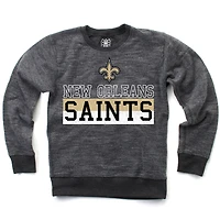 Youth Wes & Willy  Black New Orleans Saints Reversible Fleece Pullover Sweatshirt