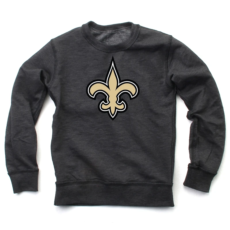 Youth Wes & Willy Black New Orleans Saints Reversible Fleece Pullover Sweatshirt