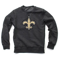 Youth Wes & Willy  Black New Orleans Saints Reversible Fleece Pullover Sweatshirt