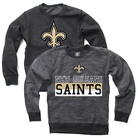 Youth Wes & Willy  Black New Orleans Saints Reversible Fleece Pullover Sweatshirt