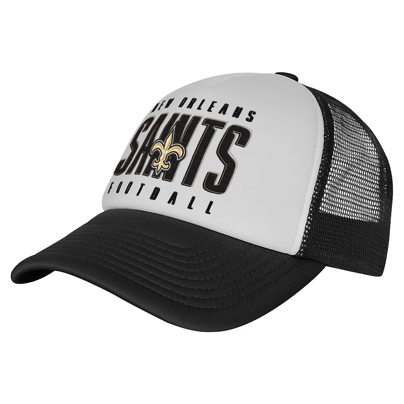 Youth White/Black New Orleans Saints Essentials Trucker Adjustable Hat