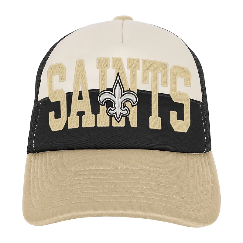 Youth White/Gold New Orleans Saints Modern Fan Trucker Adjustable Hat