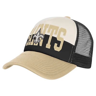 Casquette trucker ajustable blanche et or pour jeunes fans des Saints de la Nouvelle-Orléans
