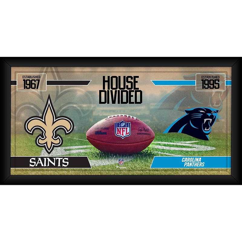 Collage de football encadré 10" x 20" des Saints de la Nouvelle-Orléans contre les Panthers de la Caroline