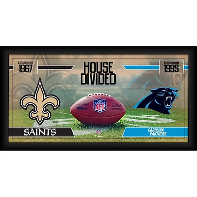 Collage de football encadré 10" x 20" des Saints de la Nouvelle-Orléans contre les Panthers de la Caroline