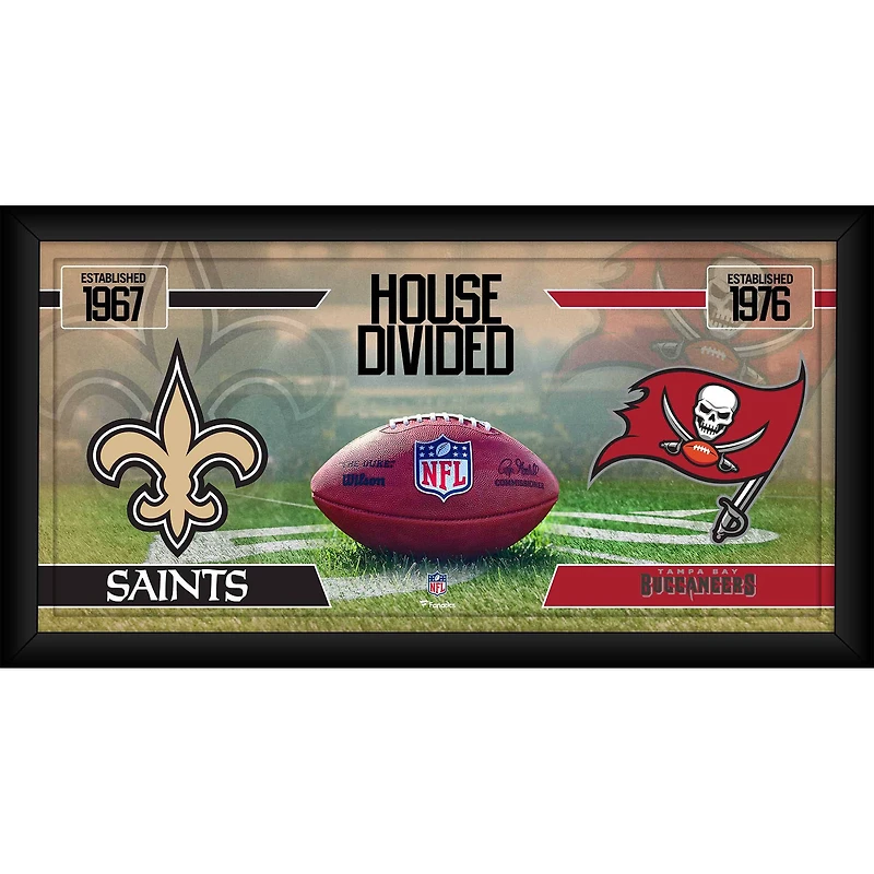 Collage de football encadré 10" x 20" des Saints de la Nouvelle-Orléans contre les Buccaneers de Tampa Bay