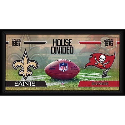 New Orleans Saints vs. Tampa Bay Buccaneers Framed 10" x 20" House Divided Football Collage