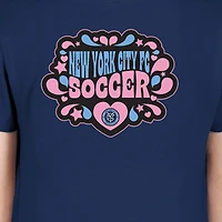 Girls Youth New Era Navy York City FC Bubble Heart T-Shirt