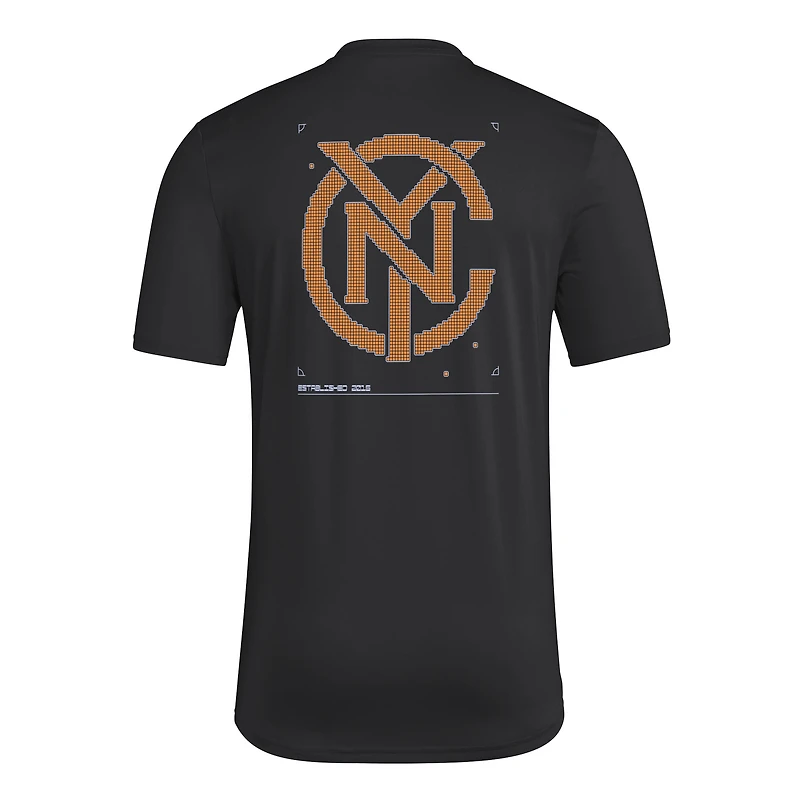 T-shirt d'avant-match adidas noir pour homme, New York City FC 2026 Anthem AEROREADY