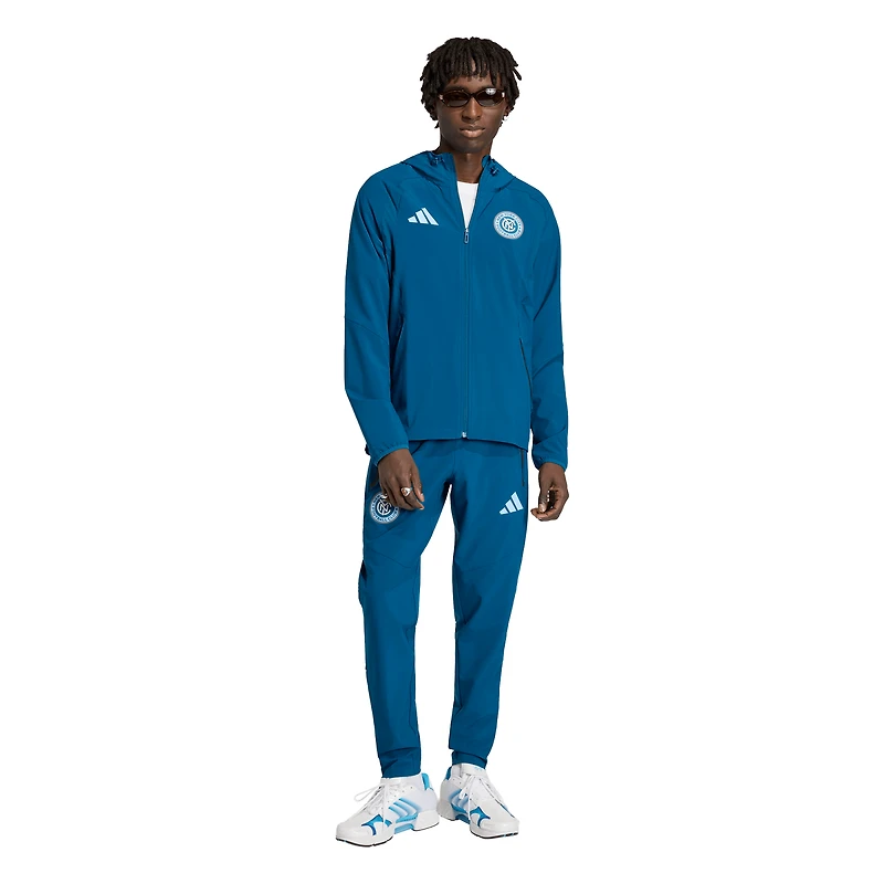 Men's adidas  Blue New York City FC Tiro Travel Full-Zip Hooded Windbreaker