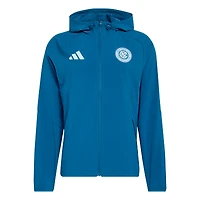 Men's adidas  Blue New York City FC Tiro Travel Full-Zip Hooded Windbreaker